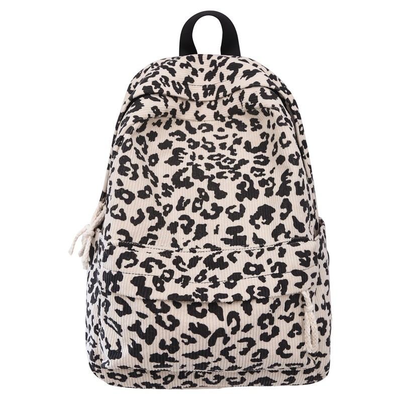 Urban Style Leopard Print Soft Backpack With Zipper Closure For Student And Travel