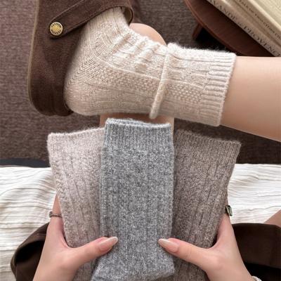 Простые Утолщенные Толстые Игольные Однотонные Теплые Флисовые Шерстяные Носки Детские Вязаные Теплые Сохраняющие Тепло Носки-гольфы Женские
