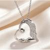 Silver Eternal Knot Heart Wing Zircon Necklace Angel Wings Heart Pendant