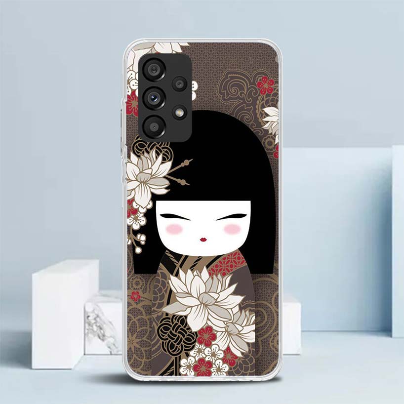 Чехол Kokeshi Doll Kimono Girl Мягкий для Samsung Galaxy A17 A37 A57 A16 A26 A36 A56 A15 A14 A55 Чехол для телефона A13 A53 A25 A35 A24 A3