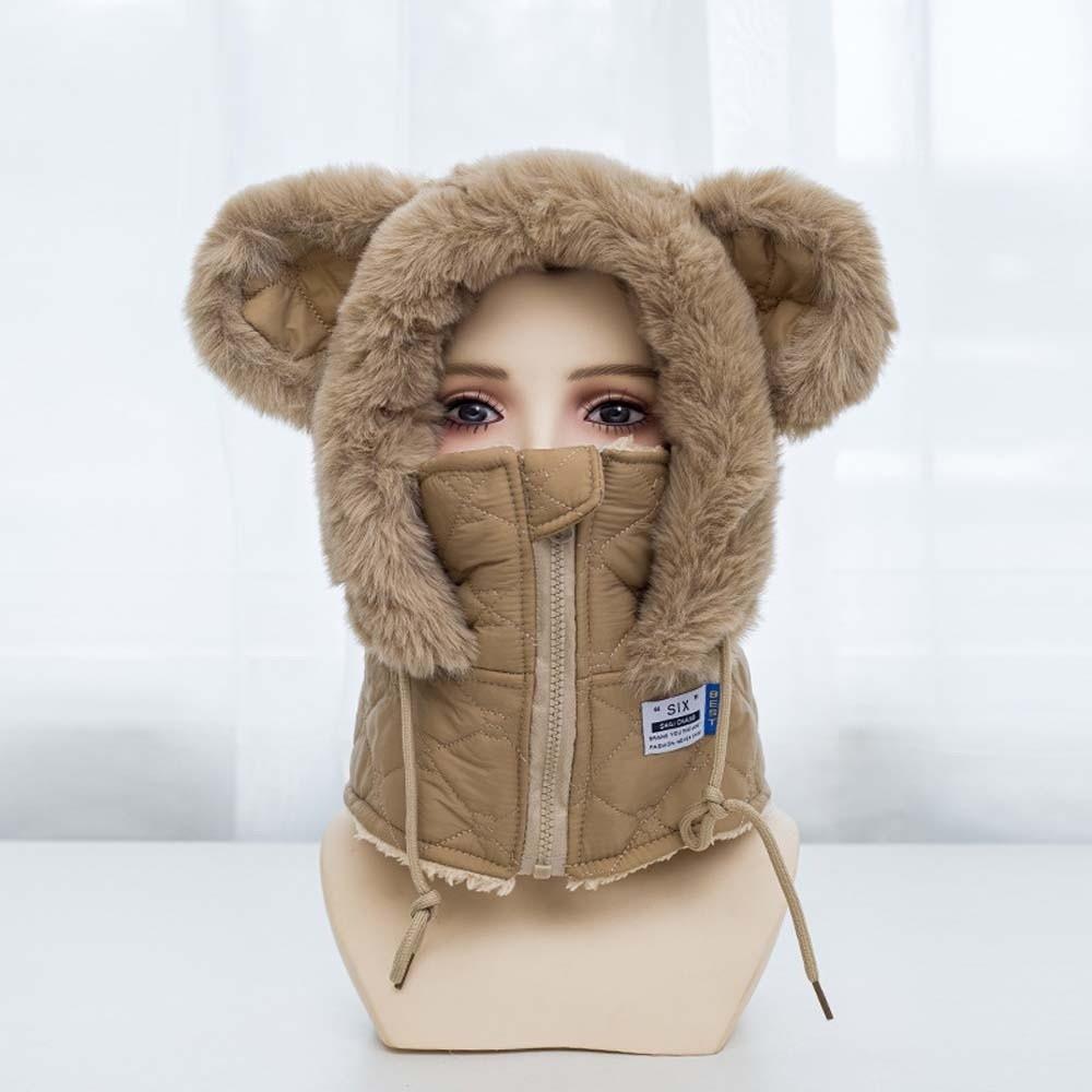 Fleece Lined Unisex Balaclava Thick Plush Winter Face Mask Hooded Scarf Hat Skiing