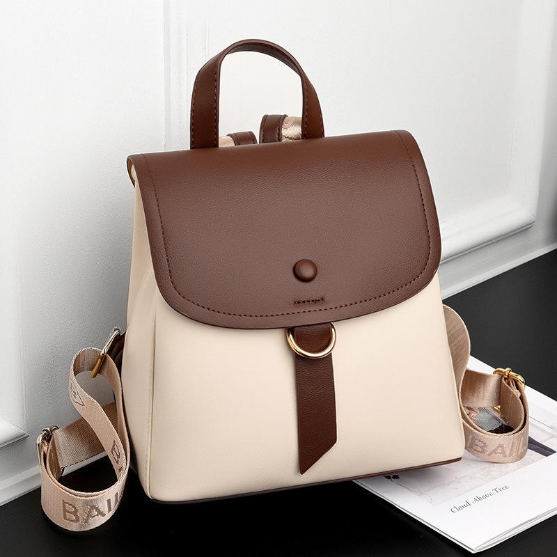 Backpack for Ladies New Simple Contrasting Texture Outdoor Fashionable Small Backpack for Women