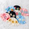 Women Handmade Crochet Breathable Knitted Hat Vibrant Bucket Hat Cute Plush Hat Fashion Floral Pattern Colorful 56-58cm