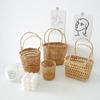 With Handle Straw Woven Basket Picnic Props Storage Basket Practical Tea Cup Cover