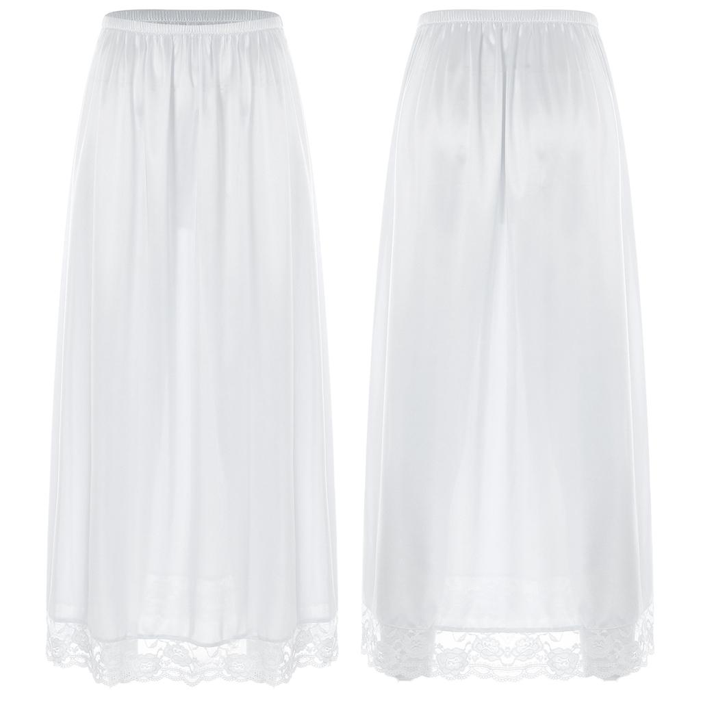 Женская стильная одежда, эластичный пояс, кружевная юбка с подолом, тонкая шелковая атласная однотонная внутренняя юбка