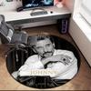 1pc Johnny Hallyday Music Album Round carpet Painted Printed circular carpet, home door mat, outdoor travel protection carpet