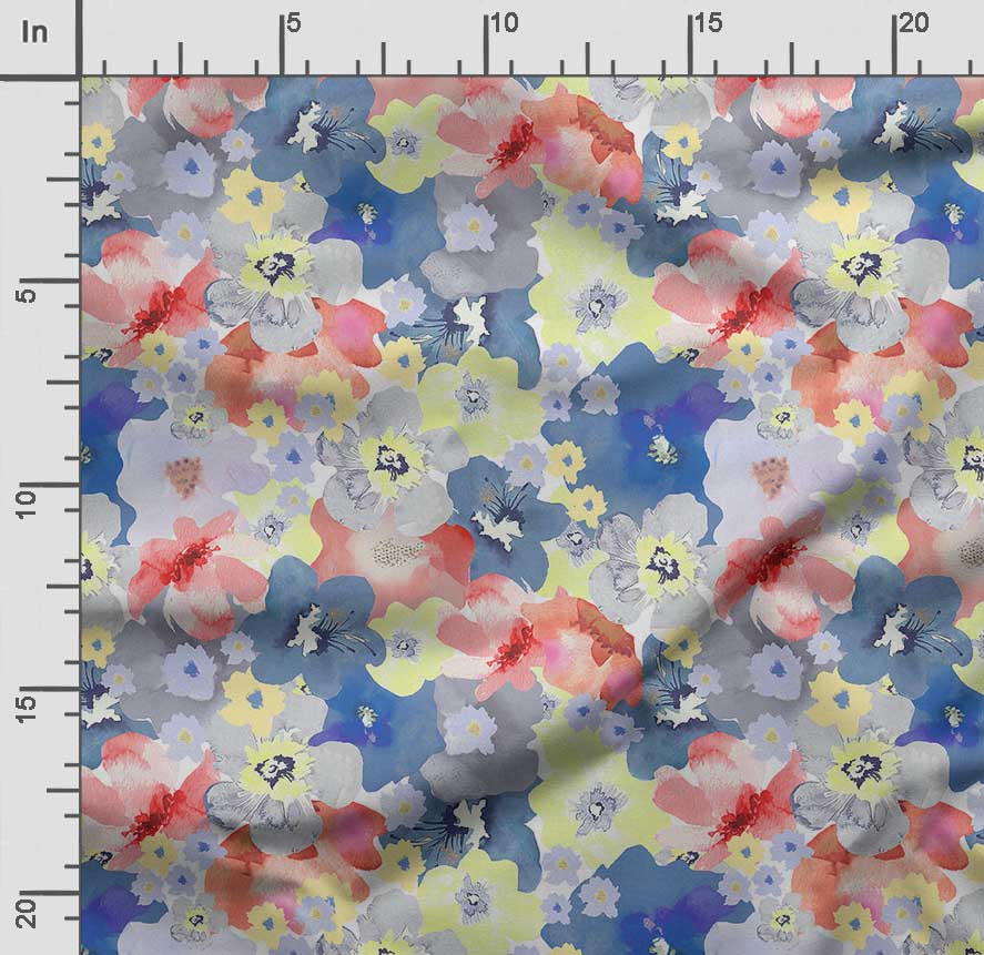 Soimoi Watercolor Floral Print,  Cotton Cambric, Quilting Fabric Sold by The Yard 42 Inch Wide, Medium Weight Cotton Fabric,