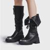 Womans Boots Two Wear Metal Head High Tube Fashion Women Boots Trend Punk Gothic Rock Leather Knight Long Boots Motorcycle Boot
