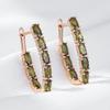Luxury Double Oval Olive Green Zircon Dangle Earrings Match Multiple Color Party Daily Fashion Accessories Statement Jewelry