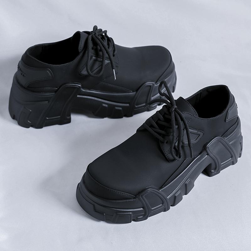 Модные мужские туфли с круглым носком, минималистичный модный и универсальный стиль, высококачественные мужские туфли на толстой подошве для вечеринок на открытом воздухе и повседневных прогулок