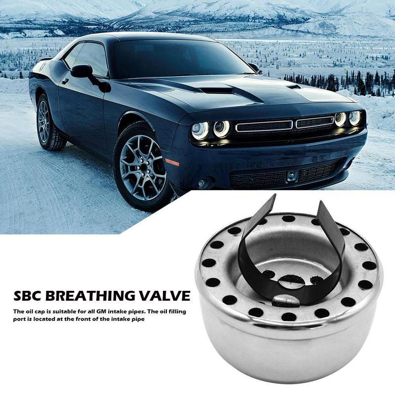Push In Style Round Oil Filler Cap Oil Filler Breather Cap Chrome Steel Oil Breather Cap for Chevy SBC 283327350