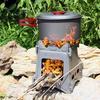 Camping Wood Stove Portable Folding Lightweight Titanium Wood Burning Backpacking Stove for Outdoor Survival Cooking