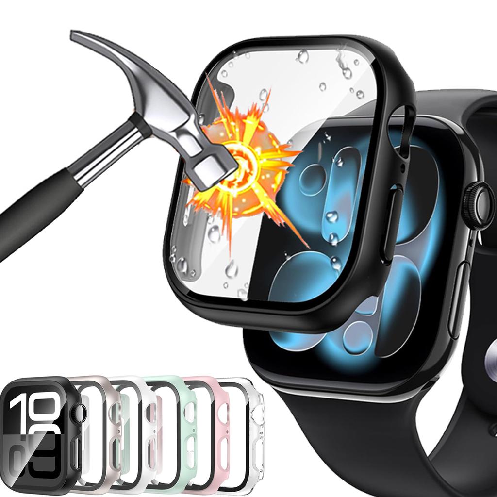 Tempered glass+Case for Apple Watch 10 11 46mm 44mm 45mm 41mm 40mm 42mm Screen Protector iwatch series 9 8 7 6 SE 3 Accessories