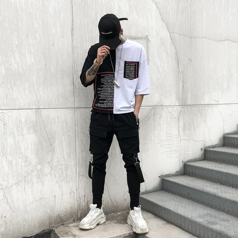 MAITA Мужские модные боковые карманы Спортивные спортивные брюки-карандаш Активные брюки Мужские лоскутные рваные спортивные штаны в стиле хип-хоп Брюки-карго Мужские брюки
