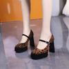Fashion Temperament Square Toe Mary Jane High Heels Women's 2025 New Beautiful Platform Block Heel Single Shoes
