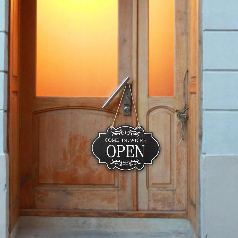 OPEN/CLOSED Sign Wooden Double-sided Shop Window Sign Hanging Open Closed Sign