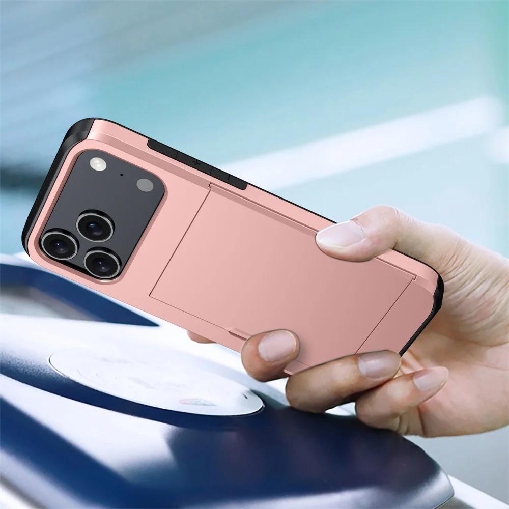 Чехол для IPhone 17 16 15 14 Plus 13 12 11 Pro Max 17Air 16e 13Mini 12Mini С кошельком Держателем для карт Ударопрочный Защитный чехол