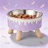 Мультяшная миска для мороженого с подставкой для домашних животных, нержавеющая сталь, защита шеи, нескользящая, предотвращающая разлив, миска для кормления и воды для кошки, собаки