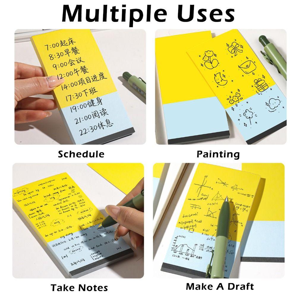 50/100Sheets Color-blocking Writing Notepad Long Style Message Paper Korean Memo Pad  School Office