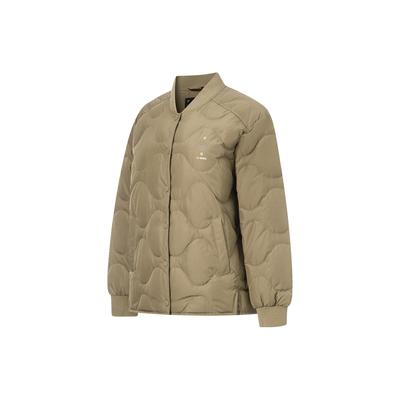 Li Ning однотонный свободный стеганый пуховик с бейсбольным воротником, женская верхняя одежда, светло-каштановый-коричневый AYMT072-5