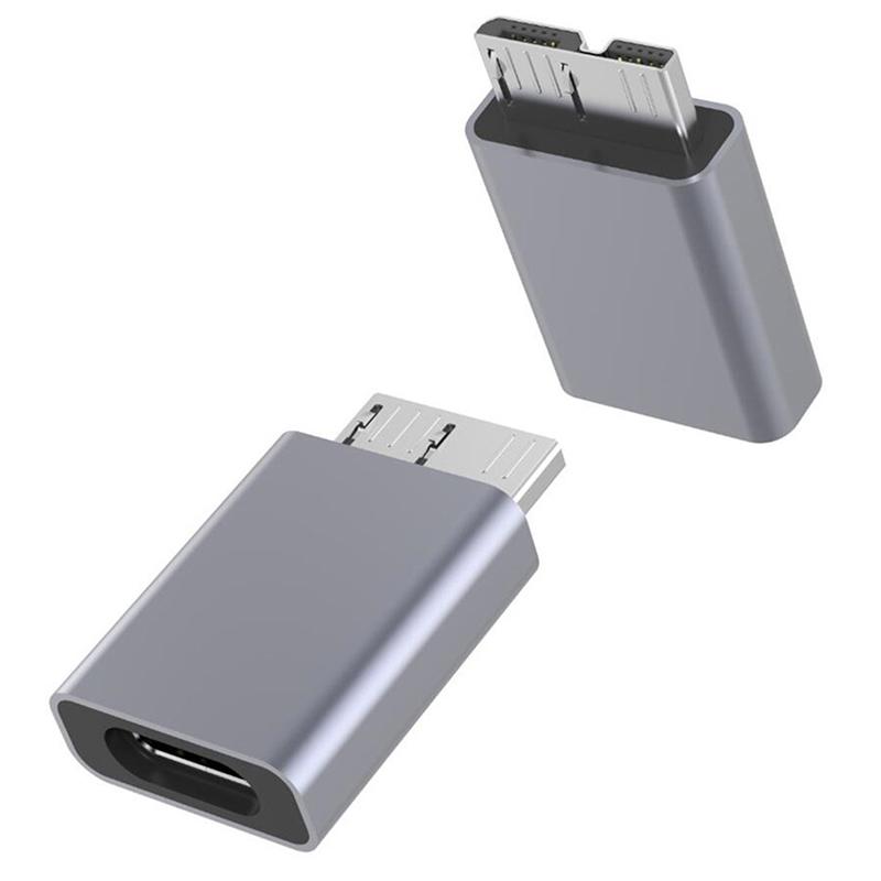 Usb Adapter Type C Female To Usb 3.0 Micro B Male Connector Aluminum Alloy Adapter For Connecting Hard Disk Computer Type-C To Usb3.0 Micro B Male