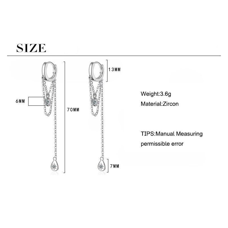 Элегантные серебряные длинные серьги-кольца с кисточками для женщин, серьги ручной работы из кубического циркония в форме капли воды, ювелирные изделия, подарки S-E1071