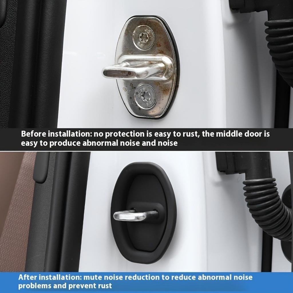 Silicone Door Lock Buckle Protective Cover, Car Door Lock Absorption Pad, Thickened -collision Sticker