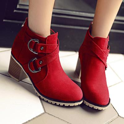 Женские ботильоны на высоком каблуке, осень-зима, новые однотонные, большого размера, римские ботильоны на толстом каблуке