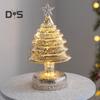 Стеклянная фигурка рождественской елки, настольное украшение на елку со светодиодными лампами, праздничный декор, светящийся конус для елки для домашнего офиса, вечеринок, центральное украшение стола