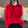 New Women's Semi-turtleneck Pullover In Autumn and Winter Merino Wool Knitted Top Thickened Casual Loose Cashmere Sweaters