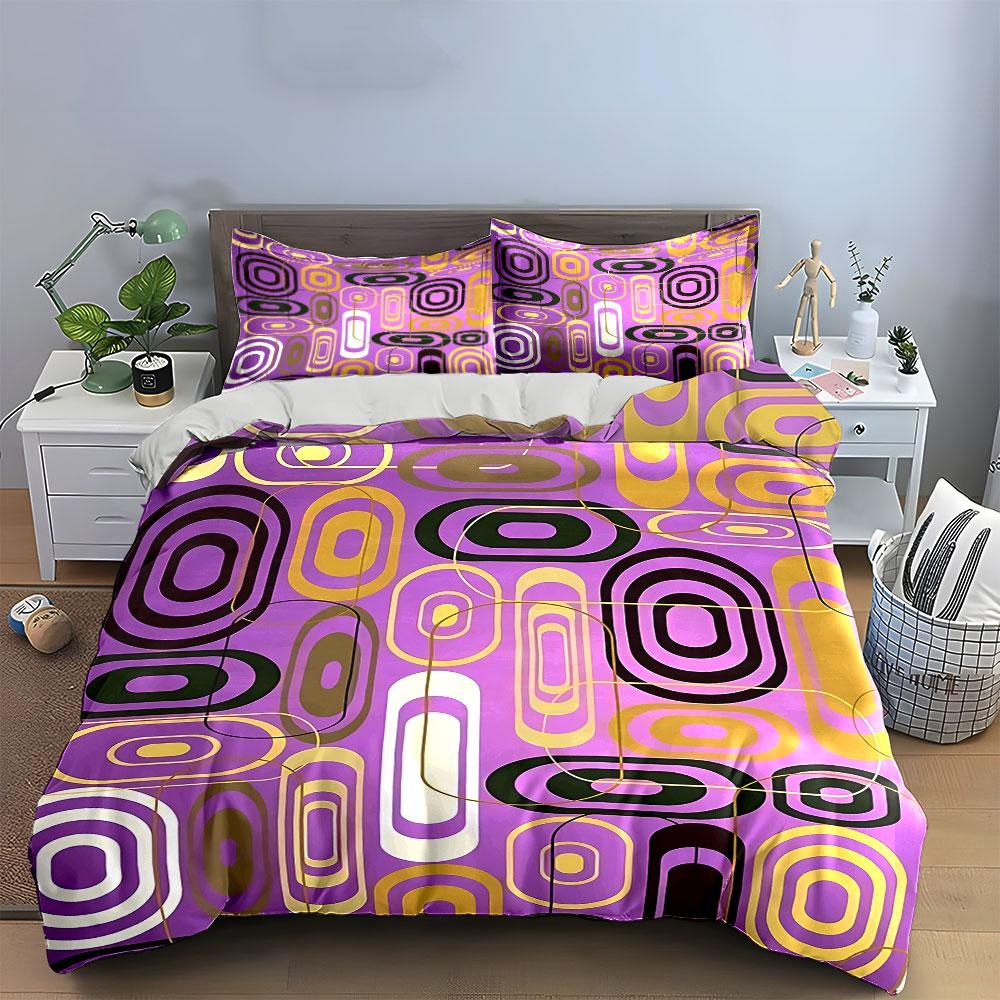 Retro Geometric Pattern Bedding Bedding Duvet Cover Set Duvet Cover Pillowcases  (1 * Duvet Cover 2 * Pillowcases, without duvet insert)