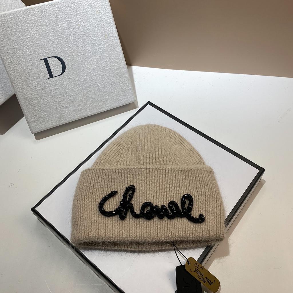 Жемчужная Шляпа Кроличий Мех Теплая Вязаная Шапка Женская Модная Зимняя Холодная Шапка Увеличить И Удлинить Двухслойные Края Шапка