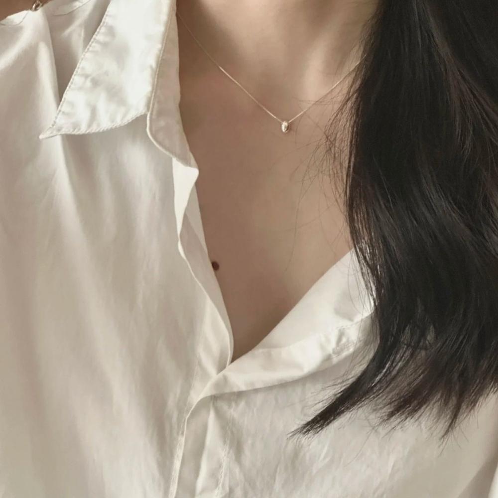 925 Silver Plated Hypoallergenic Bead Necklace Simple Charm Geometric Pendant Choker Birthday Gift Women's Fine Jewelry