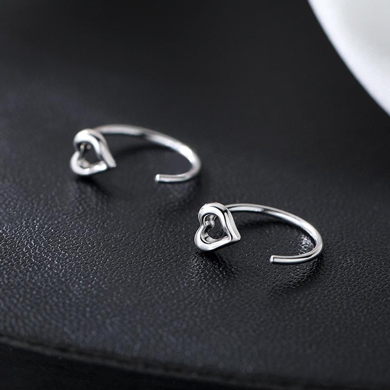 Love Ear Hook Exquisite Exquisite Versatile Sweet Mori Small Stud Earrings Commuting Fashion Hollow Design Heart Earrings