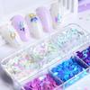 Mermaid Oval Nail Sequins Glitter Petal Flake Nail Art Decoration DIY Nail Design Supplies, 6 Grids
