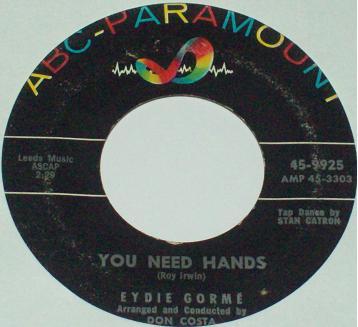 7-дюймовая пластинка EYDIE GORMÉ - You Need Hands 459925 ABC-Paramount 1958 США Джаз Б/у