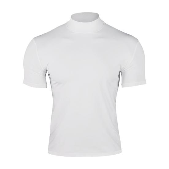 Мужская летняя футболка с полувысоким воротником, облегающая, эластичная, однотонная, с короткими рукавами, базовый слой, топ для ежедневного занятия спортом, занятий в спортзале