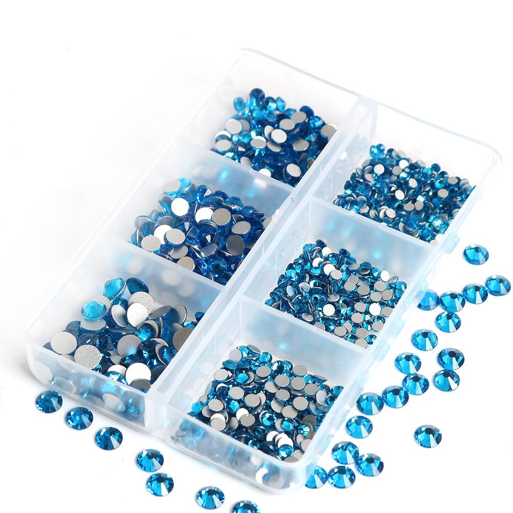 Украшения для ногтей 6 сеток стеклянные кристаллы стразы белого цвета смешанные супер вспышка плоское дно бриллиант цветной дизайн ногтей бриллиант