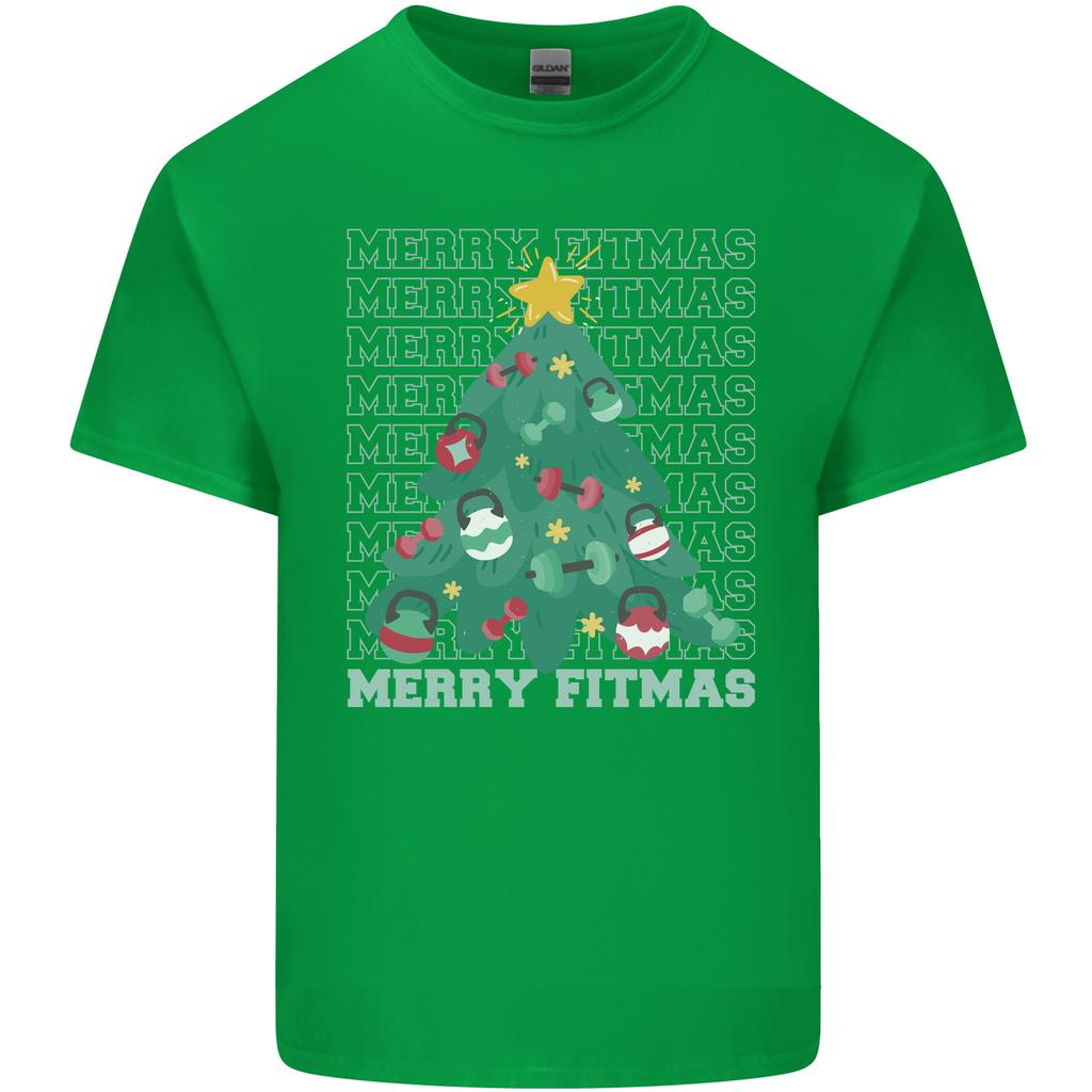 Fitness Merry Fitmas Christmas Tree Gym Unisexs Light Cotton TShirt