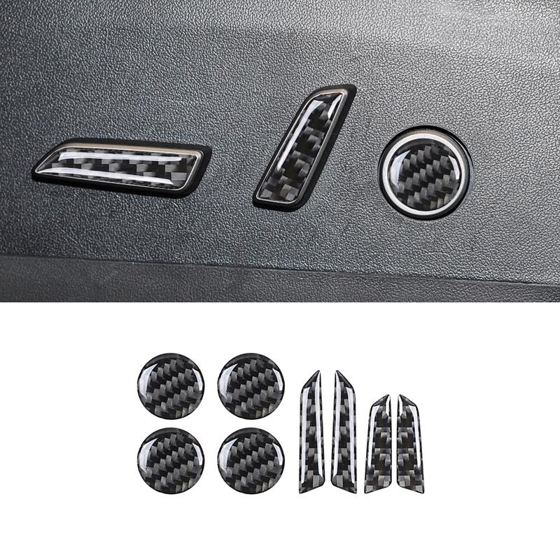 8PCS Real Carbon Fiber For Tesla Model 3 Model Y 2017-2022 Car Seat Adjustment Switch Button Sticker Car Interior Accessories