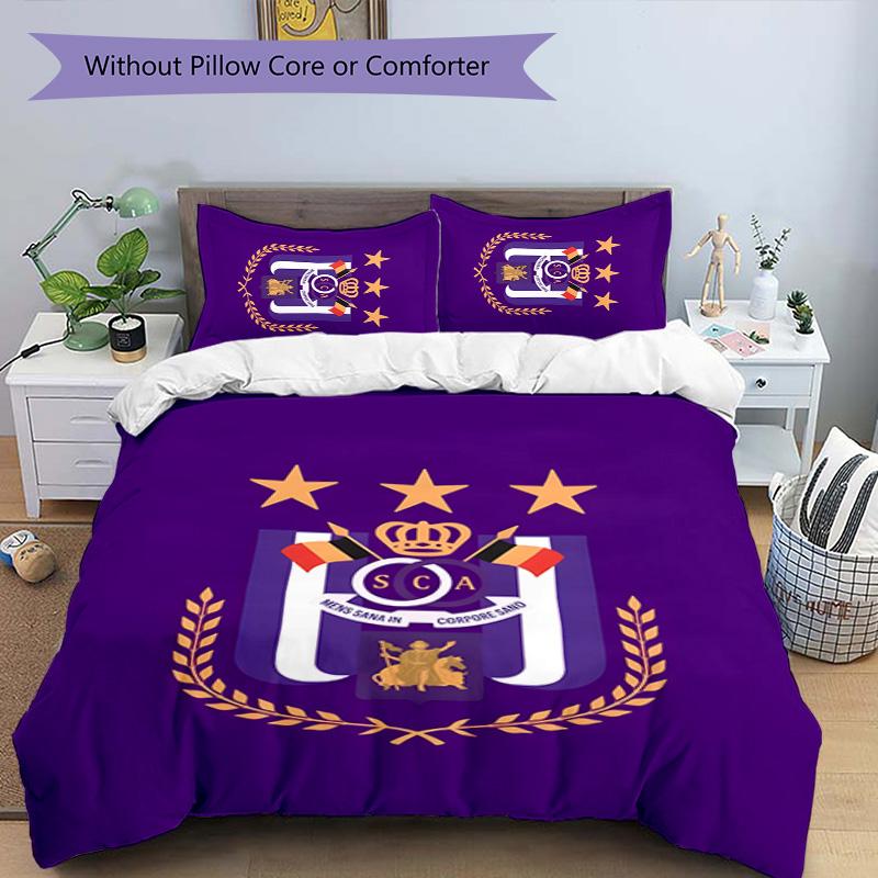 3pcs Anderlecht Design Cover Set - HD Printed Bedding with 1 Cover and 2 Pillowcases - Perfect for Home and Dorm Decor