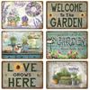 Vintage Tin Sign Flowers Birds Car Metal Plaque Welcome Poster Metal Sign Wall Decor For Cafe Home Garden Farm Beach Hut Outdoor