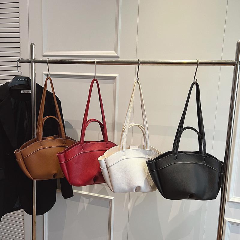 Solid Color Simple Pu Leather Women Casual Tote Bag For Daily And Commuting