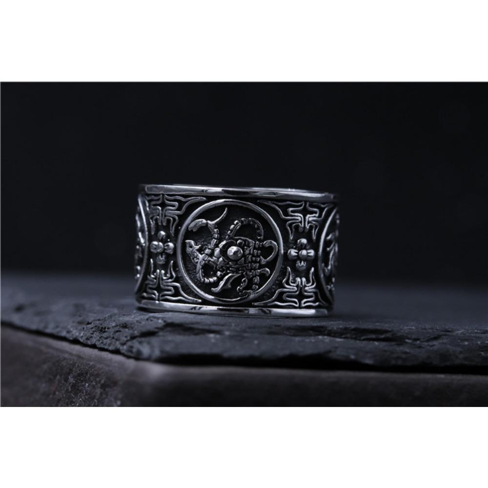 JMXD-Персонализированное ретро-кольцо в китайском стиле из тайского серебра, синий дракон, белый тигр, ярко-красная птица,