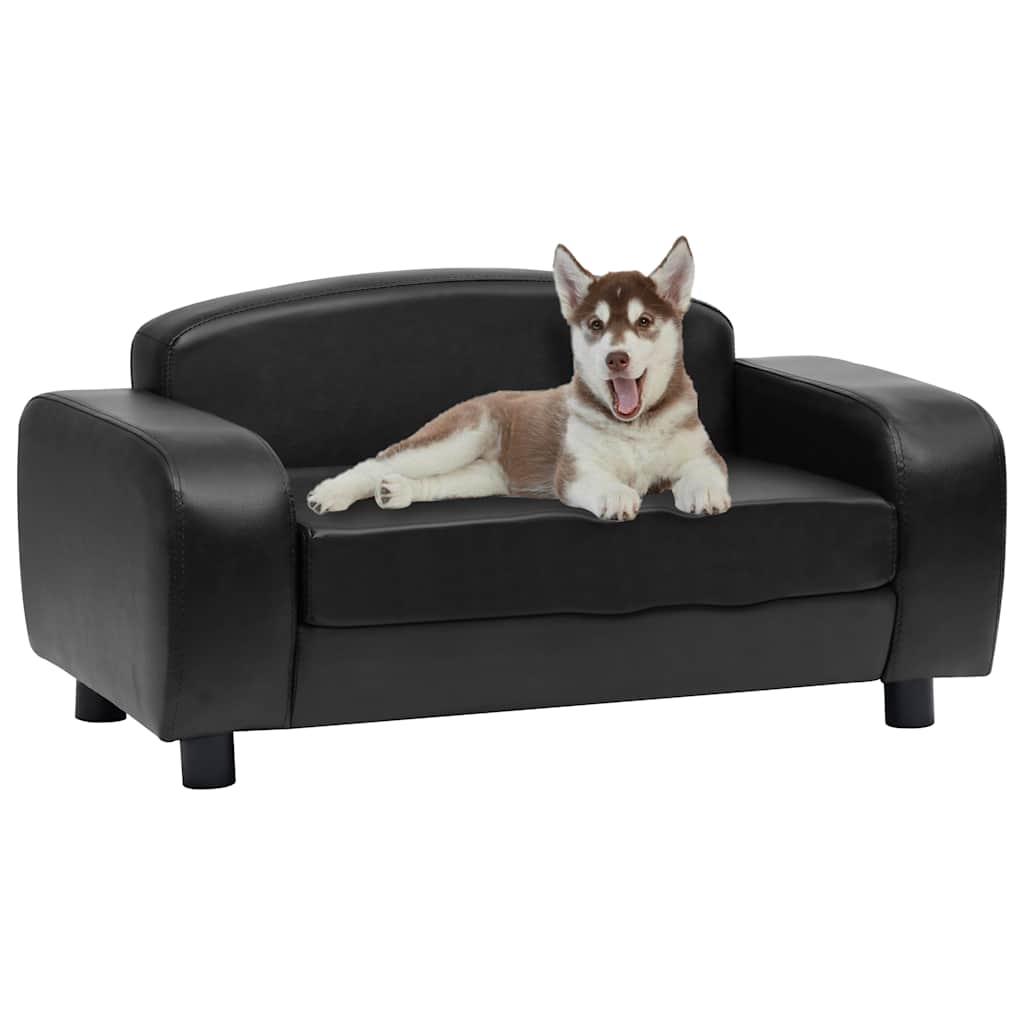 Pet Sofa Black 80 x 50 x 40 cm Faux Leather