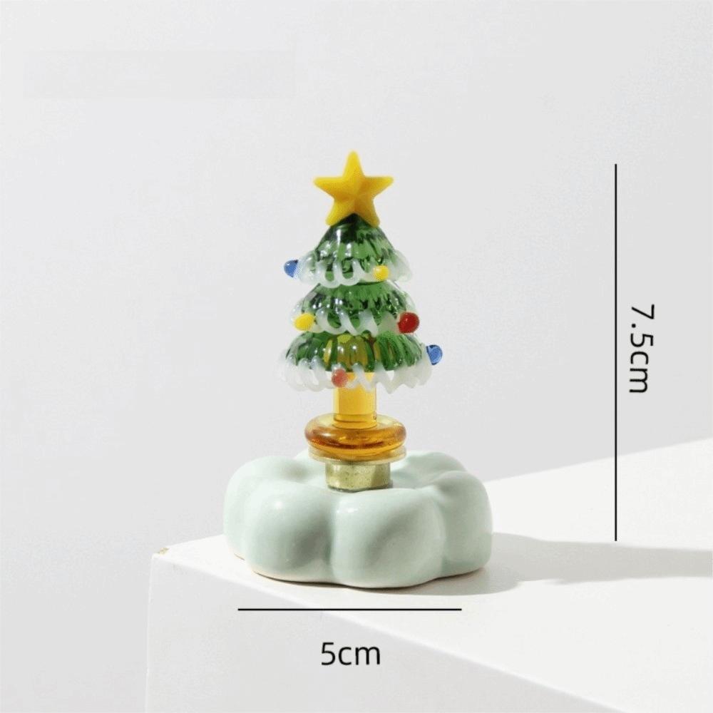 Solid Glass Glass Christmas Tree Figurine Rotating Base Christmas Tree Statue Home Decor