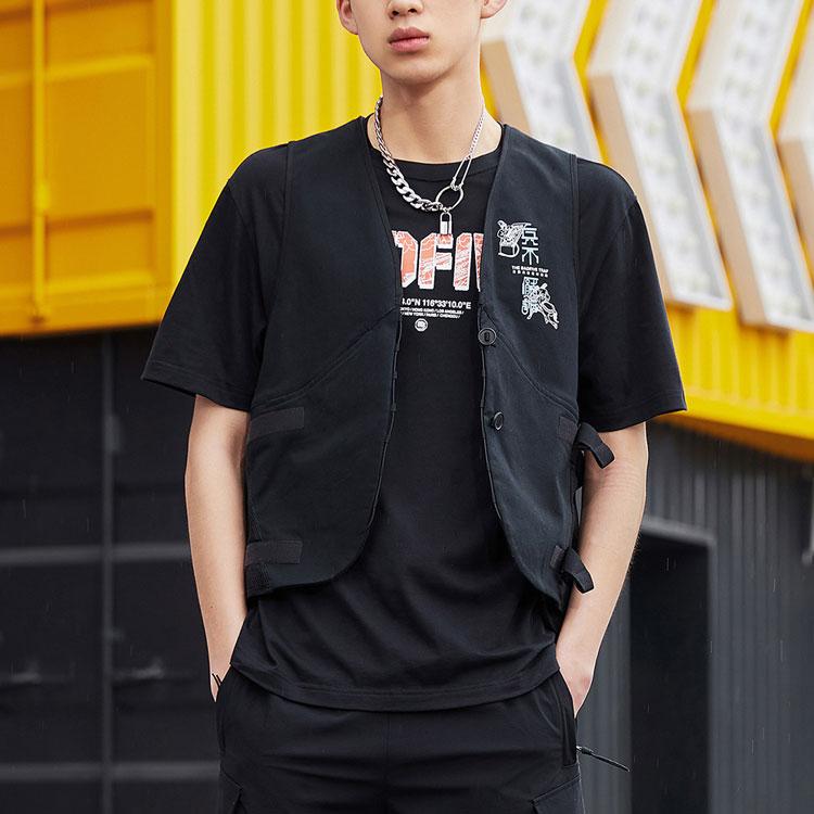 Li Ning Bad Five Tactical Print Дышащий повседневный жилет унисекс Жилеты Черный AMDR009-1
