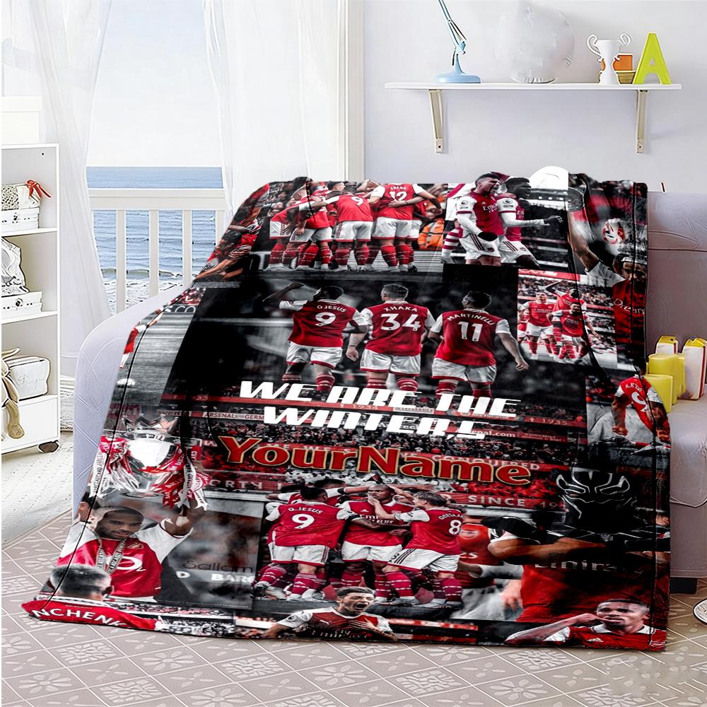 Arsenal Customize Your Name Blanket Throw Personalized Blanket Comfortable for Seaside Nap Office Chair Livingroom Four Seasons Multipurpose