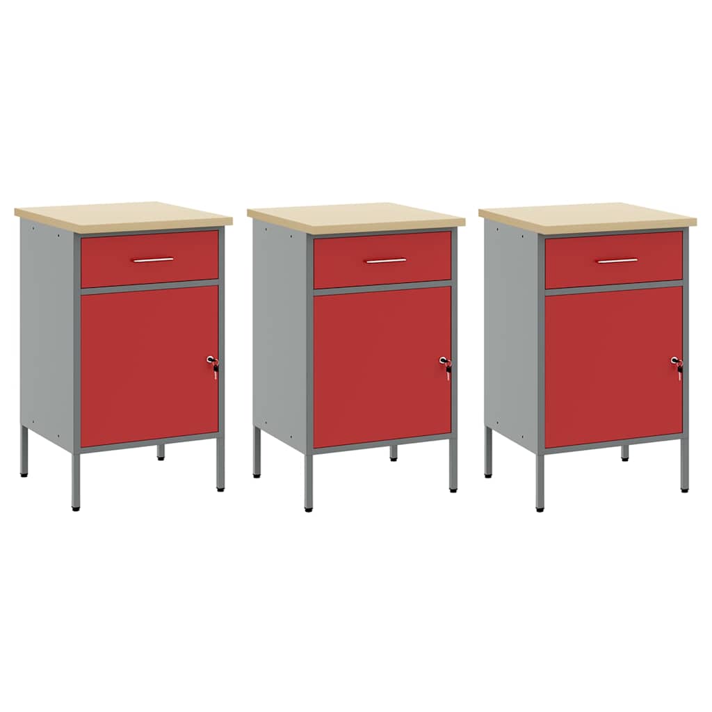 Workbench with Drawers 7 pcs Red Engineered Wood and Steel