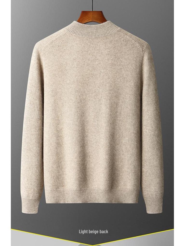 Men's Versatile Stand-Up Collar Cashmere Wool Cardigan - Long-Sleeve, Thickened Knitted Coat for Autumn and Winter